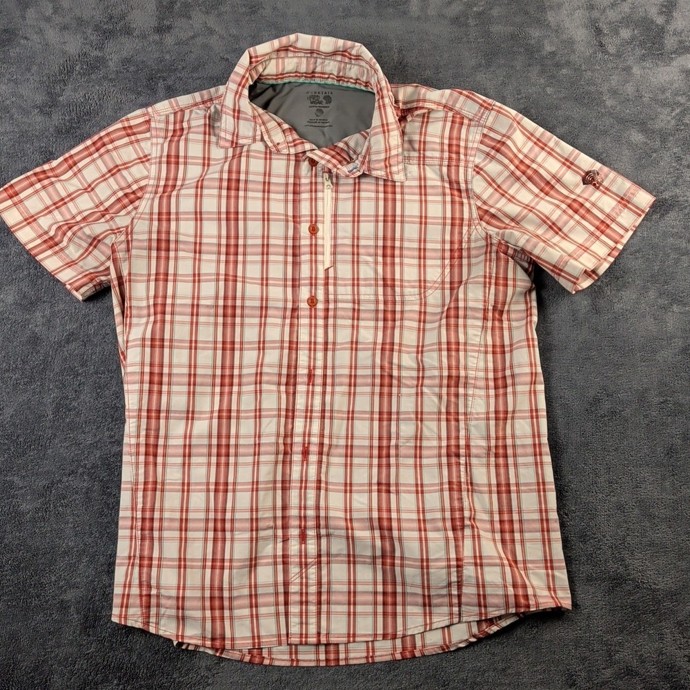 Mountain Hardware Shirt Mens M Button Up Plaid Hiking Camping Outdoor Fishing
